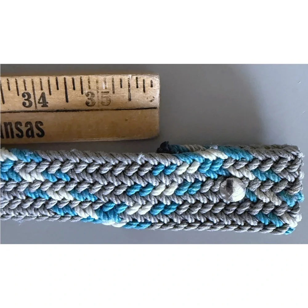 Vintage Western Roper Belt Turquoise Gray Cream Woven Cord 38